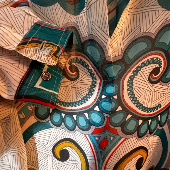 Konrad + Joseph Long Sleeve Sheer Keyhole Baroque Print Blouse; Women's S (6-8) - Picture 3 of 12